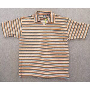 Reactor + Polo Shirt Mens Large Blue Orange Beach  Terry Cloth French New